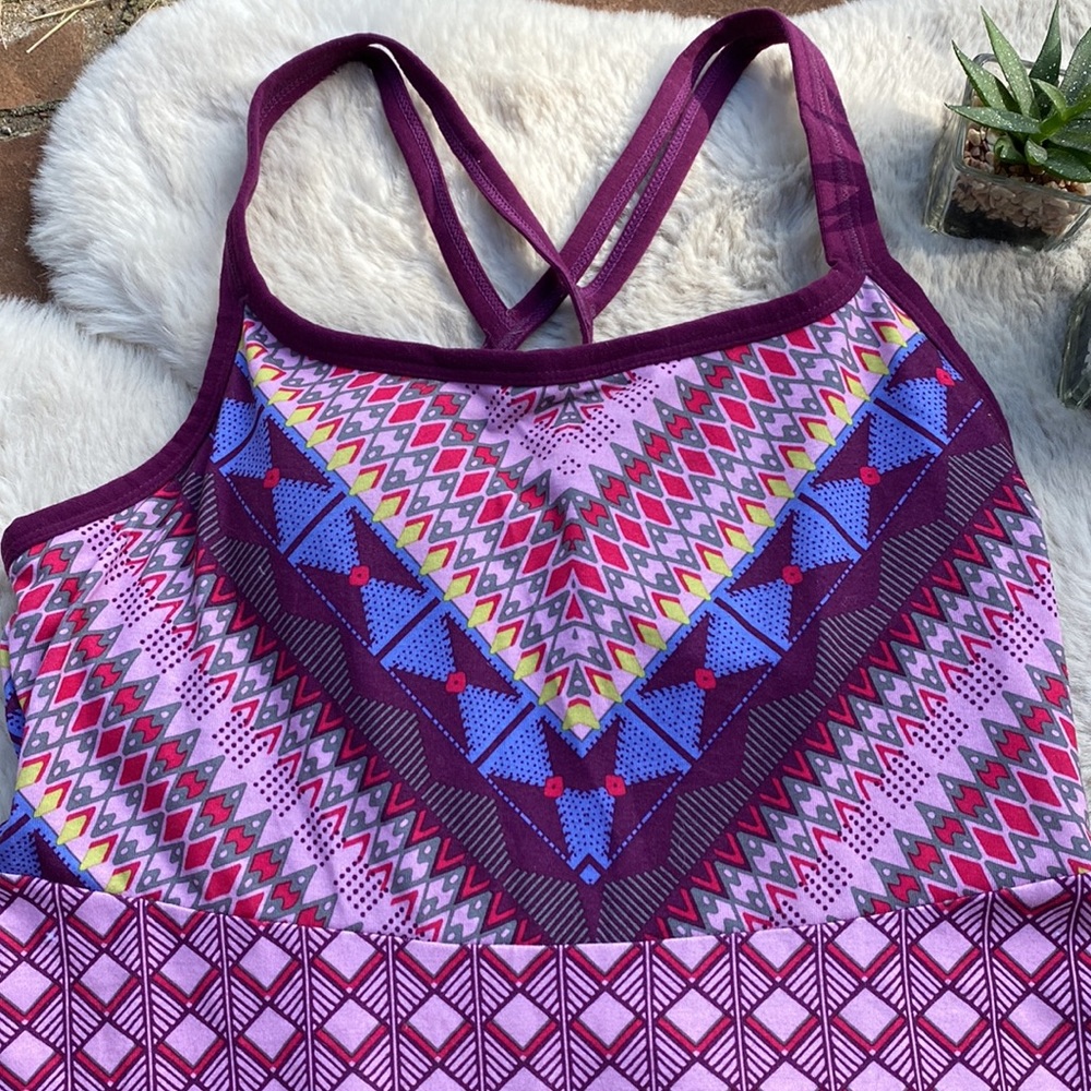 Prana Cora Cross Back Violet Purple Printed Dress Size Small - Picture 5 of 11